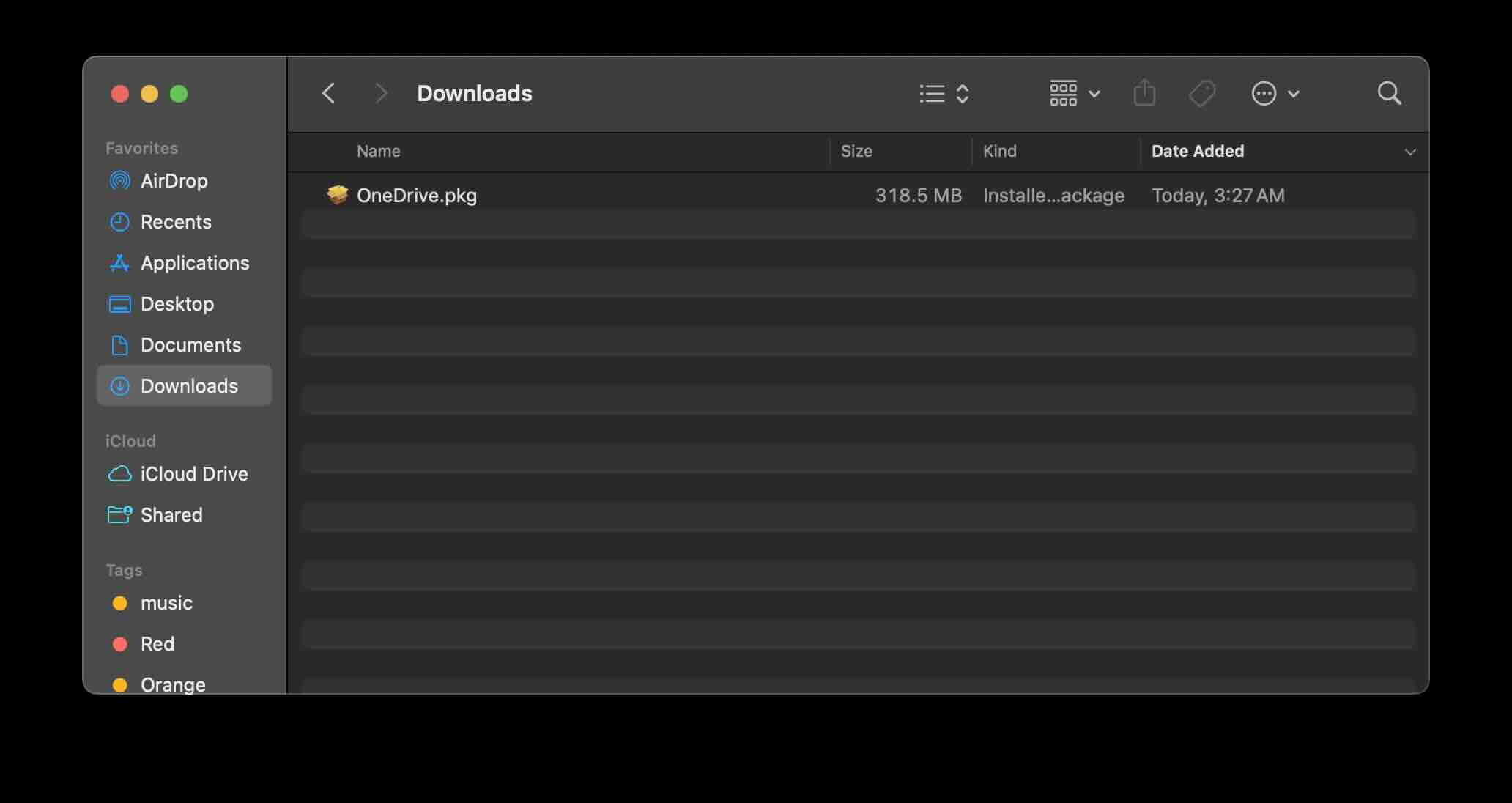 OneDrive.pkg file under Downloads